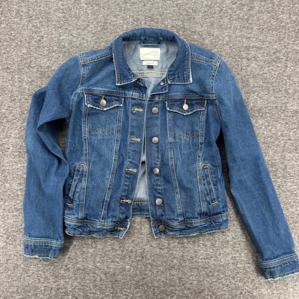 Universal Thread Womens Freeborn Denim Jacket Medium Wash Blue XS Stretch Cotton